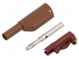 Laboratory connector: 4mm banana | plug | 32A | 1kV | brown | insulated