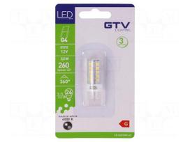 LED lamp | neutral white | G4 | 12VDC | 260lm | 3W | 360° | 4000K