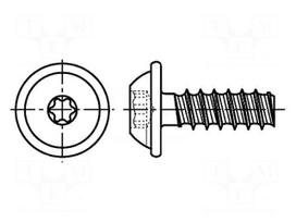 Screw | for plastic | 3x16 | Head: button | Torx® PLUS | 10IP | steel