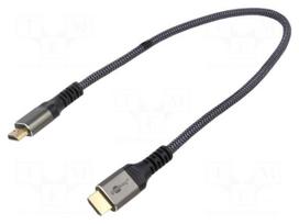 Cable | HDMI plug,both sides | PVC | textile | 4K,UHD 2160p | Len: 0.5m
