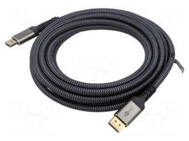 Cable | DisplayPort plug,both sides | PVC | textile | Len: 3m | Core: Cu