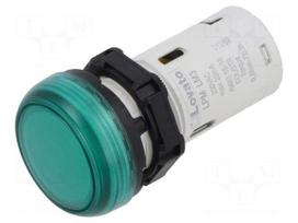 Control lamp | 22mm | Platinum | Kind: flat | green | 230VAC | polyamide