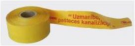 Brīdinājuma lenta 250m,dzeltena,pašteces kanalizācija Brīdinājuma lente kanalizācijas sistēmām, dzeltena