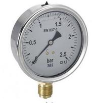 Manometrs ar glicerīnu D100, 0-4bar, 1/2", CL1.6, vertikāls Manometrs ar glicerīnu CL1.6, vertikāls