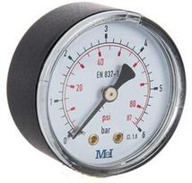 Manometrs D50, 0-6bar/psi, 1/4", CL1.6,horizontāls Manometrs ar bar/psi skalu, horizontāls