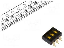 Switch: DIP-SWITCH | Poles number: 3 | OFF-ON | 0.025A/24VDC | Pos: 2