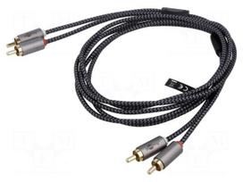 Cable | RCA plug x2,both sides | 0.5m | Plating: gold-plated | PVC