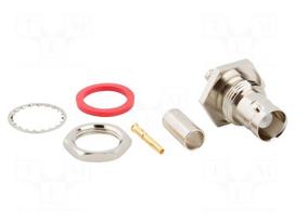 Connector: BNC | socket | female | straight | 50Ω | crimped | POM | brass