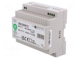 Power supply: switching | for DIN rail | 100W | 15VDC | 0÷6.66A | OUT: 1