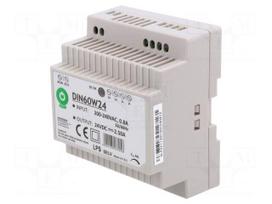 Power supply: switching | for DIN rail | 60W | 24VDC | 0÷2.5A | OUT: 1
