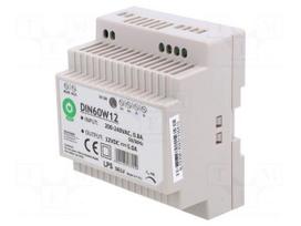 Power supply: switching | for DIN rail | 60W | 12VDC | 0÷5A | OUT: 1