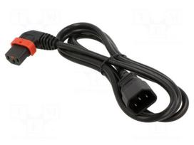 Cable | IEC C13 female angled right,IEC C14 male | 1m | black | 10A