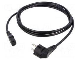 Cable | 3x1mm2 | CEE 7/7 (E/F) plug angled,IEC C13 female | PVC