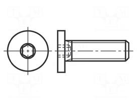 Screw | M3x16 | 0.5 | Head: cheese head | hex key | HEX 1.5mm | steel