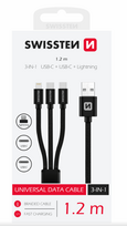 Swissten 3in1 Textile Data Cable 1.2m