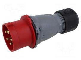 Connector: AC supply 3-phase | plug | male | 32A | 250VAC | IP&S | IP44