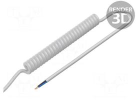 Wire: coiled | 2x0.15mm2 | unshielded | PUR | white | 300V | 0.8m | 3.2m