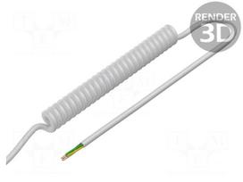 Wire: coiled | 4x0.15mm2 | unshielded | PUR | white | 300V | 0.3m | 1.2m