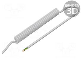Wire: coiled | 6x0.15mm2 | unshielded | PUR | white | 300V | 0.1m | 0.4m