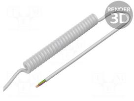Wire: coiled | 7x0.15mm2 | unshielded | PUR | white | 300V | 0.5m | 2m