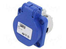 Connector: AC supply | socket | 2P+PE | 250VAC | 16A | blue | PIN: 3 | IP54