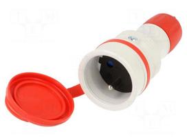 Connector: AC supply | female | socket | 2P+PE | 250VAC | 16A | for cable