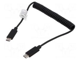 Cable | coiled,USB 2.0 | USB C plug,both sides | nickel plated
