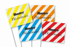 Karodziņš FXL/HUNTER, balts/zils/melni burti, W-BL/B Karodziņš HUNTER / FXL Luminaire, krāsains