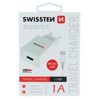 Swissten Travel Charger Smart  IC USB 1A + Data Cable USB / Micro USB 1.2m