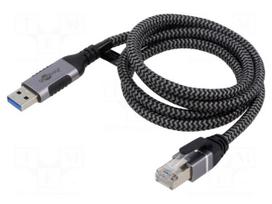 Cable | USB 3.0 | RJ45 plug,USB A plug | nickel plated | 2m | U/FTP | Cu