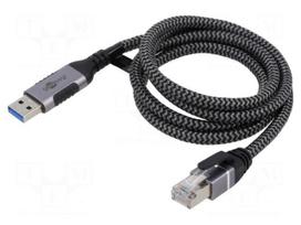 Cable | USB 3.0 | RJ45 plug,USB A plug | nickel plated | 1.5m | U/FTP