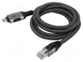 Cable | USB 3.1 | RJ45 plug,USB C plug | nickel plated | 1m | U/FTP | Cu