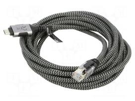 Cable | USB 3.1 | RJ45 plug,USB C plug | nickel plated | 3m | U/FTP | Cu