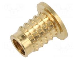 Threaded insert | brass | M6 | BN 37896 | L: 12.3mm | for plastic