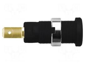 Laboratory connector: 2mm banana | socket | 10A | black | on panel