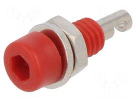 Laboratory connector: 2mm banana | socket | 10A | red | insulated