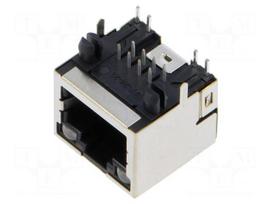 Connector: RJ45 | socket | PIN: 8 | shielded,with LED | 8p8c | THT