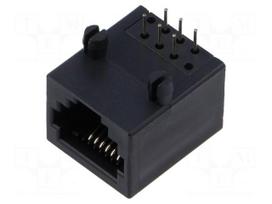 Connector: RJ12 | socket | PIN: 6 | 6p6c | on PCBs,PCB snap | THT