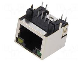 Connector: RJ45 | socket | PIN: 8 | shielded,with LED | 8p8c | THT