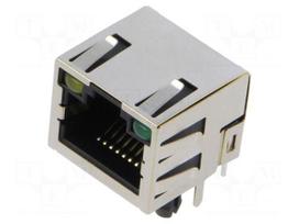Connector: RJ45 | socket | PIN: 8 | shielded,with LED | 8p8c | THT