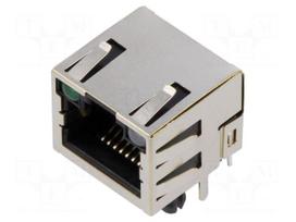 Connector: RJ45 | socket | PIN: 8 | shielded,with LED | 8p8c | THT