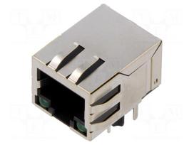 Connector: RJ45 | socket | PIN: 8 | shielded,with LED | 8p8c | green