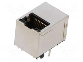 Connector: RJ45 | socket | PIN: 8 | shielded,with LED | 8p8c | THT