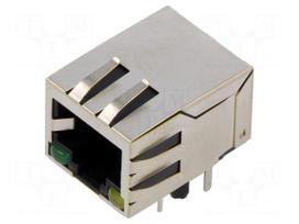 Connector: RJ45 | socket | PIN: 8 | shielded,with LED | 8p8c | THT