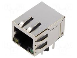 Connector: RJ45 | socket | PIN: 8 | shielded,with LED | 8p8c | THT