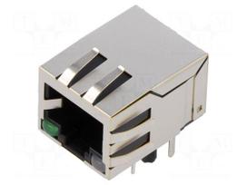 Connector: RJ45 | socket | PIN: 8 | shielded,with LED | 8p8c | THT