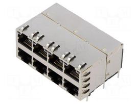 Connector: RJ45 | socket | PIN: 8 | shielded,with LED | 8p8c | THT