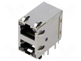 Connector: RJ45 | socket | PIN: 8 | shielded,with LED | 8p8c | THT