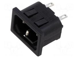 Connector: AC supply | socket | male | 10A | 250VAC | C14 (E) | IEC 60320