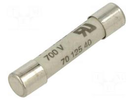 Fuse: fuse | 6.3x32mm | ceramic,cylindrical | 100mA | 700VAC | brass